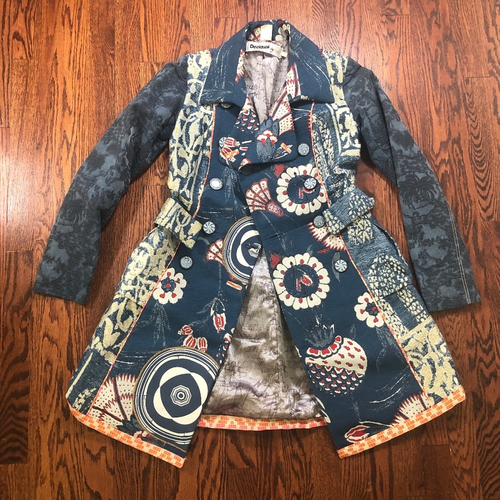 Desigual - Blue and Red Jacquard Blazer